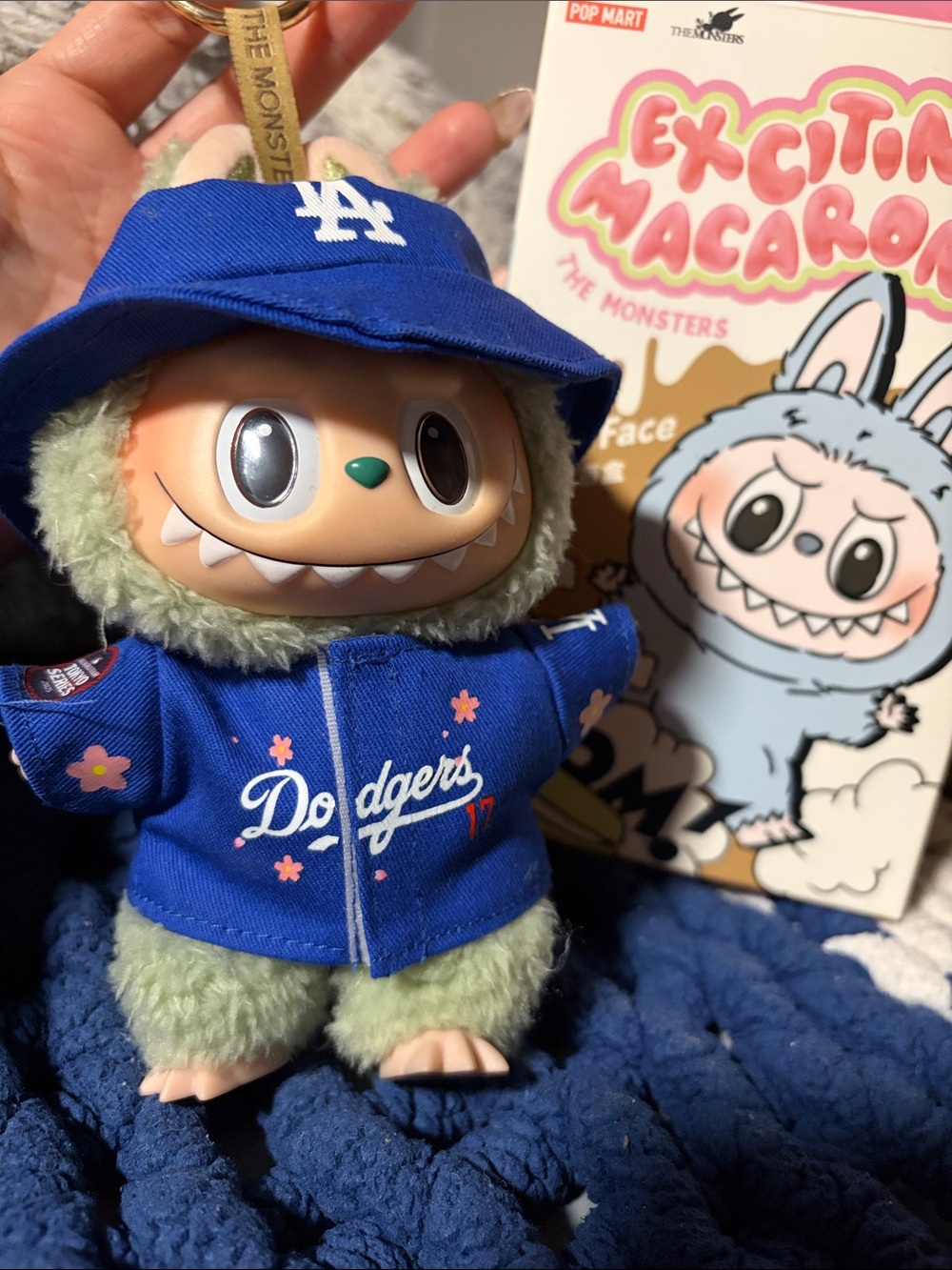 Los Angeles Dodgers Green Grape Labubu Macaron Plush Doll Keychain